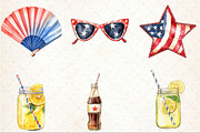 Watercolor Retro 4th of July Clipart, an Illustration by Rose Art (Thumbnail 3 of 7)