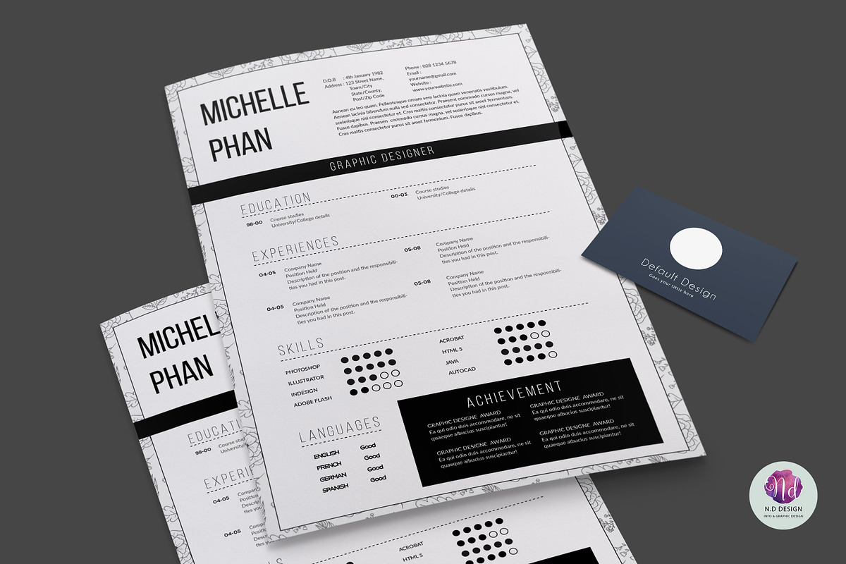 Modern 1 page resume, a Resume Template by Chic templates (Photo 3 of 3)
