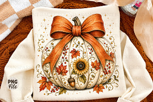 Fall Coquette Pumpkin Png, a Seasonal Illustration by Libby Wishes