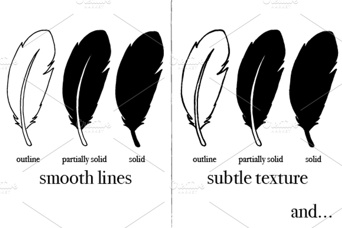 35 Vector Hand Drawn Feathers, a Texture Illustration by Foxtail Pine Studio (Photo 2 of 3)