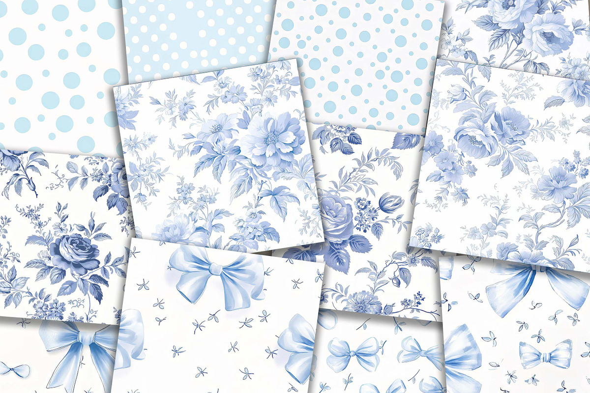 Blue Patterns Digital Paper, a Pattern Graphic by Design Scotch (Photo 2 of 8)
