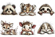 Cute Animals Lying Down Clipart, an Illustration by Craft Nest (Thumbnail 5 of 11)