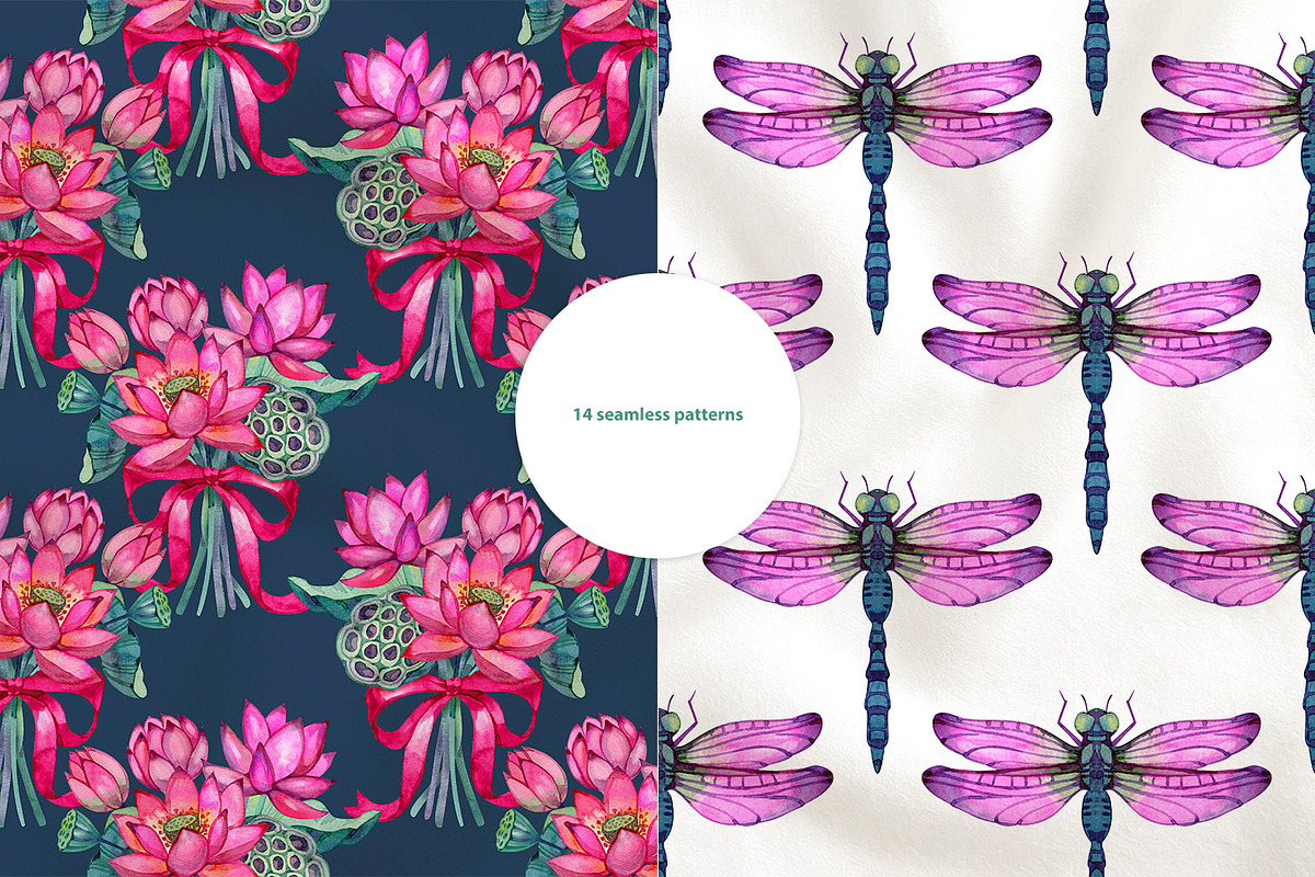Lotus - Watercolor Clipart Set, an Illustration by NataliMiasStore (Photo 6 of 8)