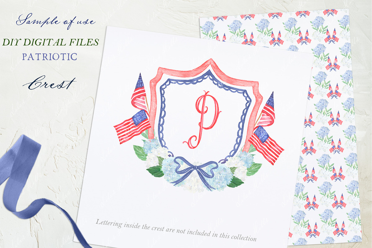 PATRIOTIC Watercolor Crest  Patterns, a Graphic by LABFcreations (Photo 4 of 4)