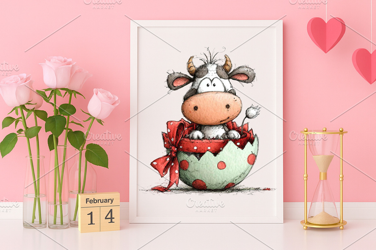 Whimsical Easter Cow Clipart Bundle, an Illustration by Canvas Craft (Photo 5 of 6)