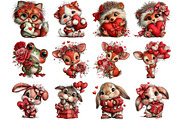Whimsical Valentine Animal Clipart, an Illustration by DreamArtGraphic (Thumbnail 3 of 4)