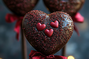 Chocolate heart shaped on lights background, a Food & Drink Photo by AlyaAnd