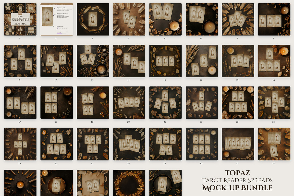 TOPAZ Tarot Spread Mockup Bundle, a Merchandise Mockup by Iconogenic (Photo 2 of 4)