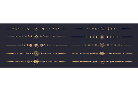 Fantasy celestial divider borders, a Decorative Illustration by Vector Tradition