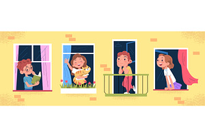 Children neighbors. Cartoon kids, a Person Illustration by Stock-Smart-Start