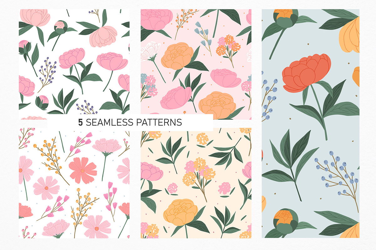 Floral elements & patterns, a Decorative Illustration by hanifa_design (Photo 4 of 8)