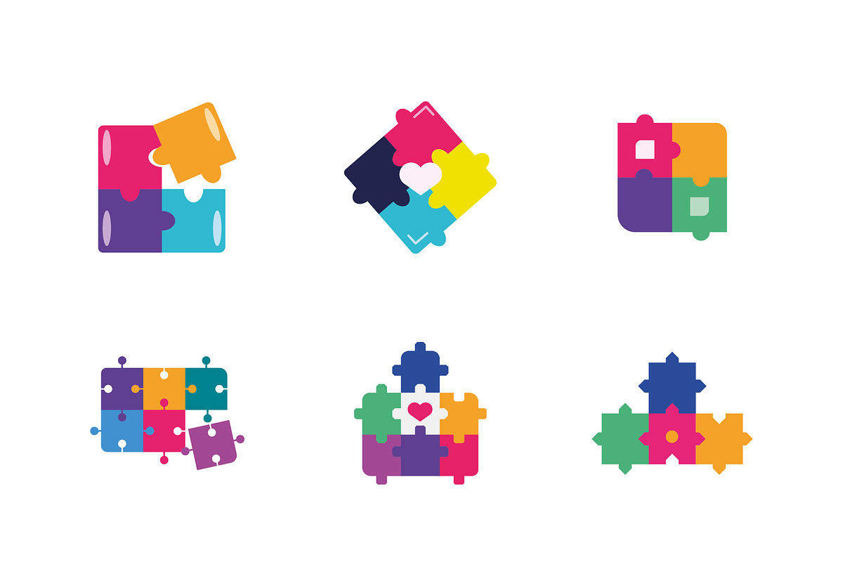 Colorful Puzzle Icons Set preview 2