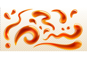 Liquid caramel splashes set on, a Food Illustration by art PVP - market