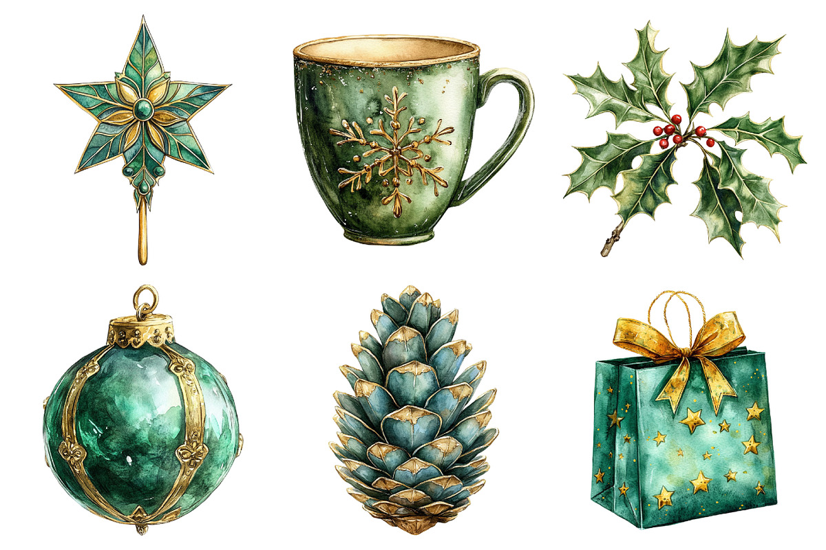 Green and Gold Christmas Sublimation, an Illustration by Daily.Designs (Photo 3 of 5)