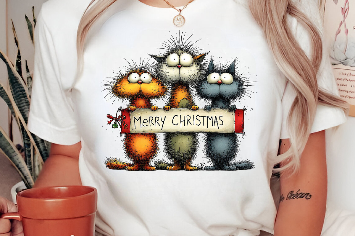Merry Christmas,Quirky Christmas Cat, an Illustration by Libby Wishes (Photo 5 of 8)