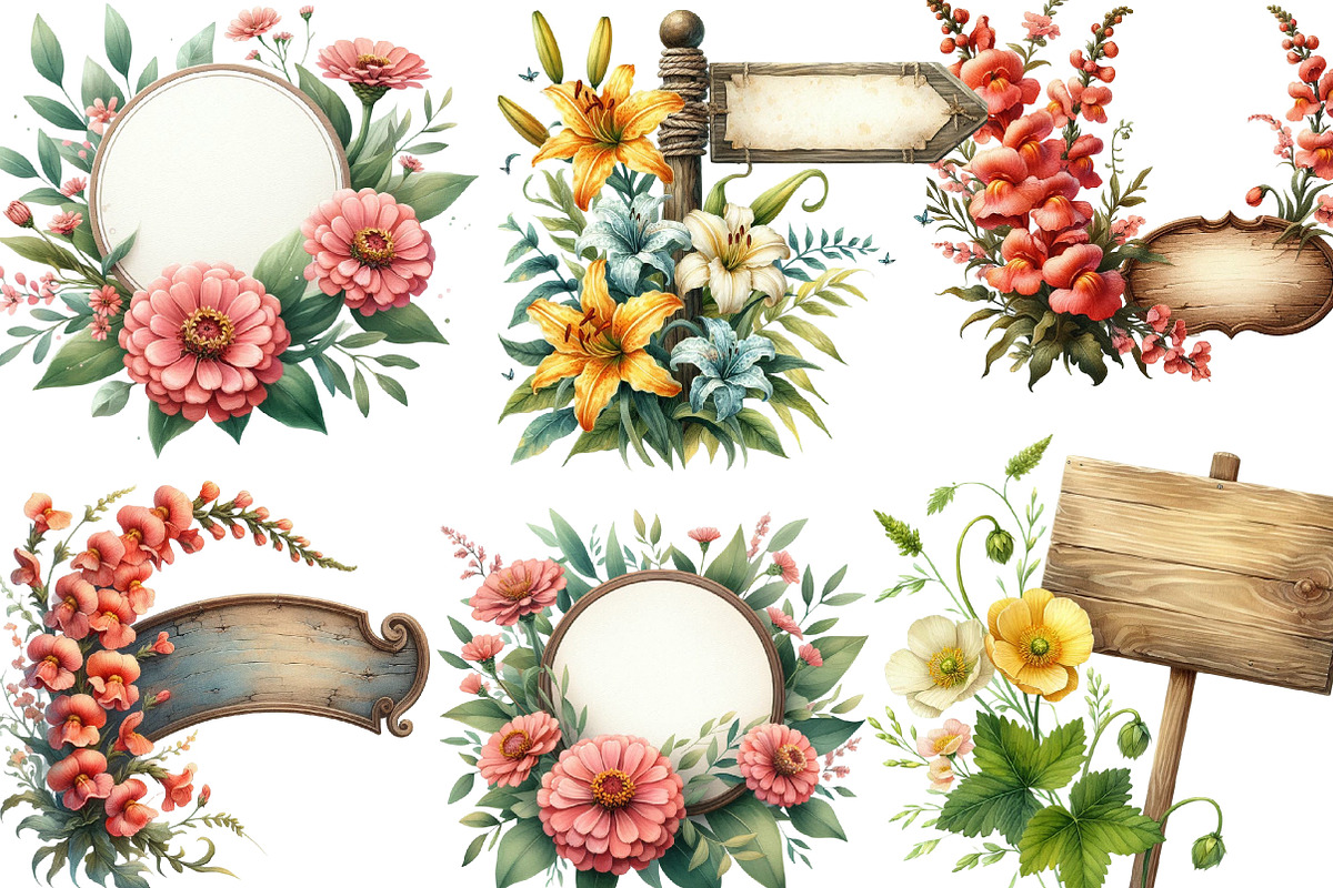 Summer Empty Sign & Wildflowers PNG, an Illustration by Designking (Photo 3 of 4)