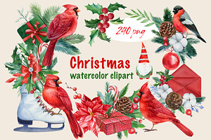 Christmas watercolor clipart