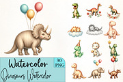 Dinosaurs Watercolor Clipart, an Illustration by CrexoraLab (Thumbnail 1 of 5)