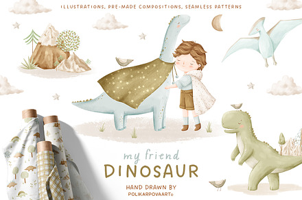 My friend Dinosaur - baby collection, an Animal Illustration by polikarpovaart