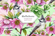 Hellebore Floral Seamless Pattern, a Decorative Illustration by AnitaPol (Thumbnail 7 of 12)
