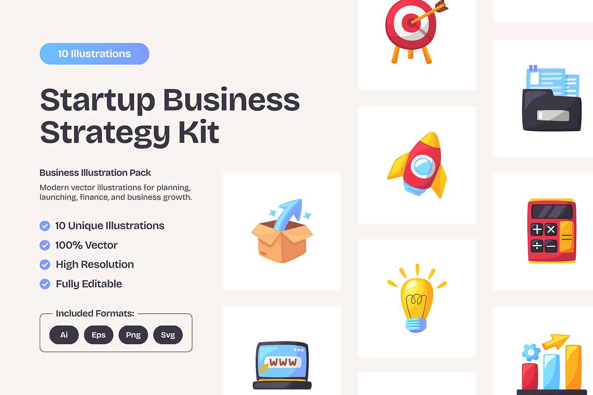 Startup Business Strategy Kit, an Object Illustration by YossyOneStd (Photo 1 of 3)