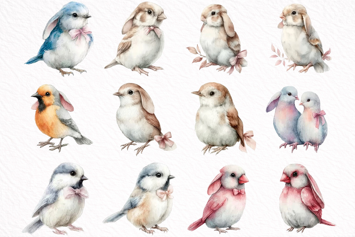 Watercolor Spring Birds Clipart, an Illustration by DreamArtGraphic (Photo 4 of 8)