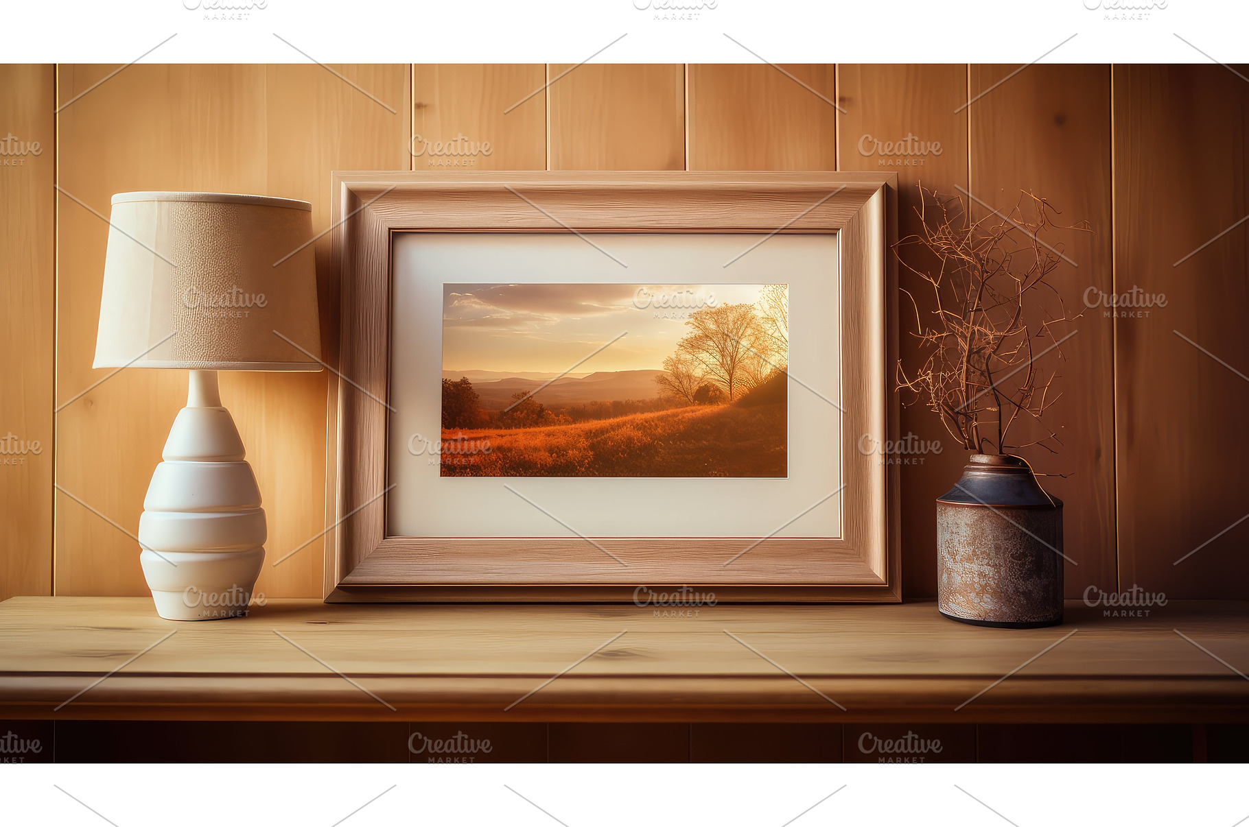photo light brown picture frame ai, a Background Photo by pikepicture