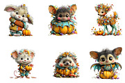 Cozy Woodland Animals with Pumpkins, a Seasonal Illustration by CreationArt (Thumbnail 5 of 5)