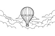 Hot Air Balloon Cloud Line Art bundl, an Illustration by Designer_Momina (Thumbnail 8 of 51)