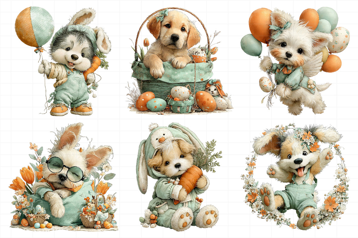 Whimsical Easter Dogs Clipart, an Illustration by Daily.Designs (Photo 4 of 7)