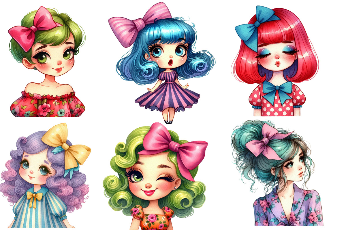 Girls Sublimation Clipart Bundle, an Illustration by Designworld (Photo 4 of 6)