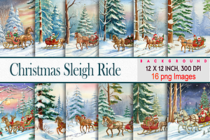 Watercolor Christmas Sleigh Ride