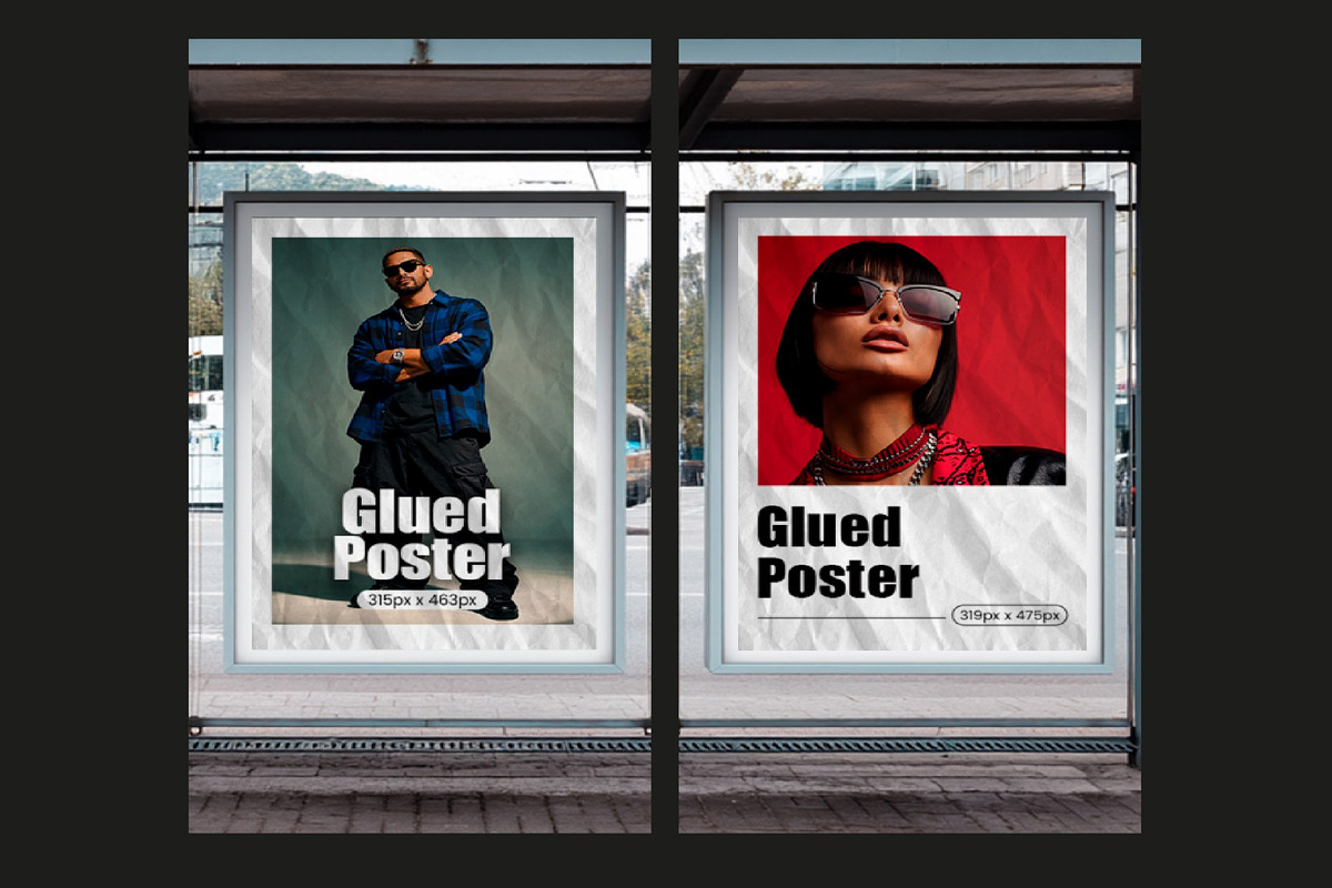Glued Poster Mockup, an Advertising Mockup by studiogstock (Photo 3 of 3)