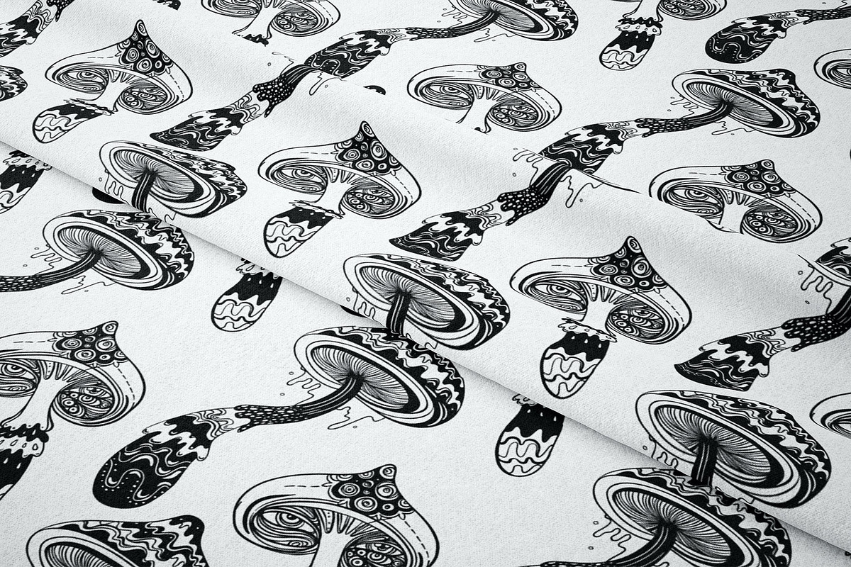 Magic MUSHROOMS. 60 BW Vector Set., an Illustration by Varvara Gorbash (Photo 8 of 11)