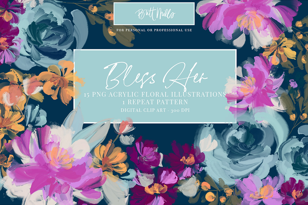 Colorful Acrylic Flower Set, a Decorative Illustration by Britt Mills (Photo 1 of 6)