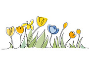 wildflowers with leaves in field, a Decorative Illustration by Valenty (Thumbnail 3 of 3)