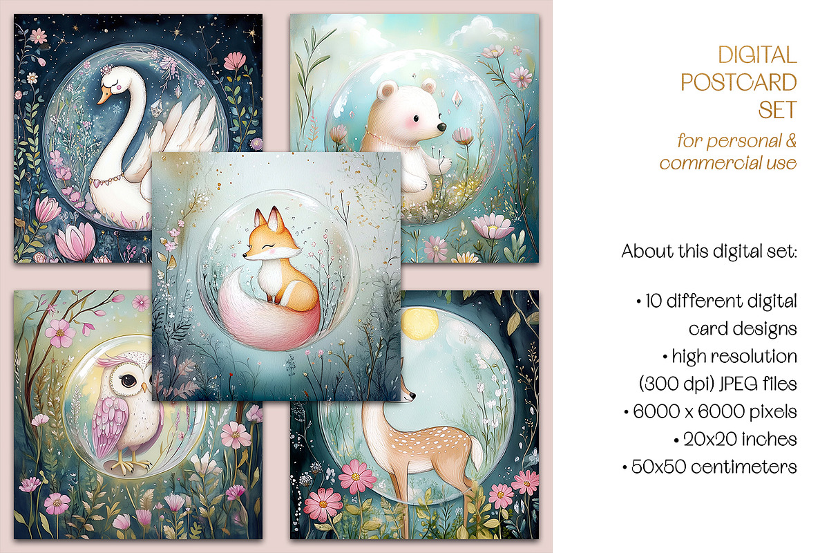 Spring Crystal Fantasy Postcards, an Animal Illustration by The Dutch Lady Designs (Photo 6 of 6)