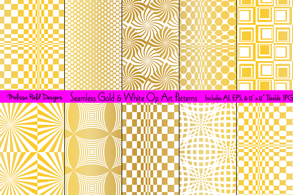 Seamless Gold Op Art Patterns preview 7