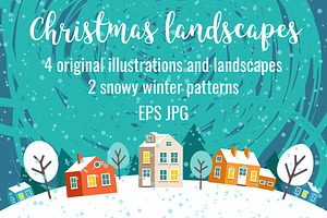 Greeting Christmas cards and pattern