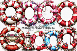 Whimsical Summer Lifebuoy Clipart, an Illustration by Canvas Craft