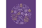 Magic Witch Halloween Round  Design, a Work Illustration by Vector and Templates (Thumbnail 2 of 2)