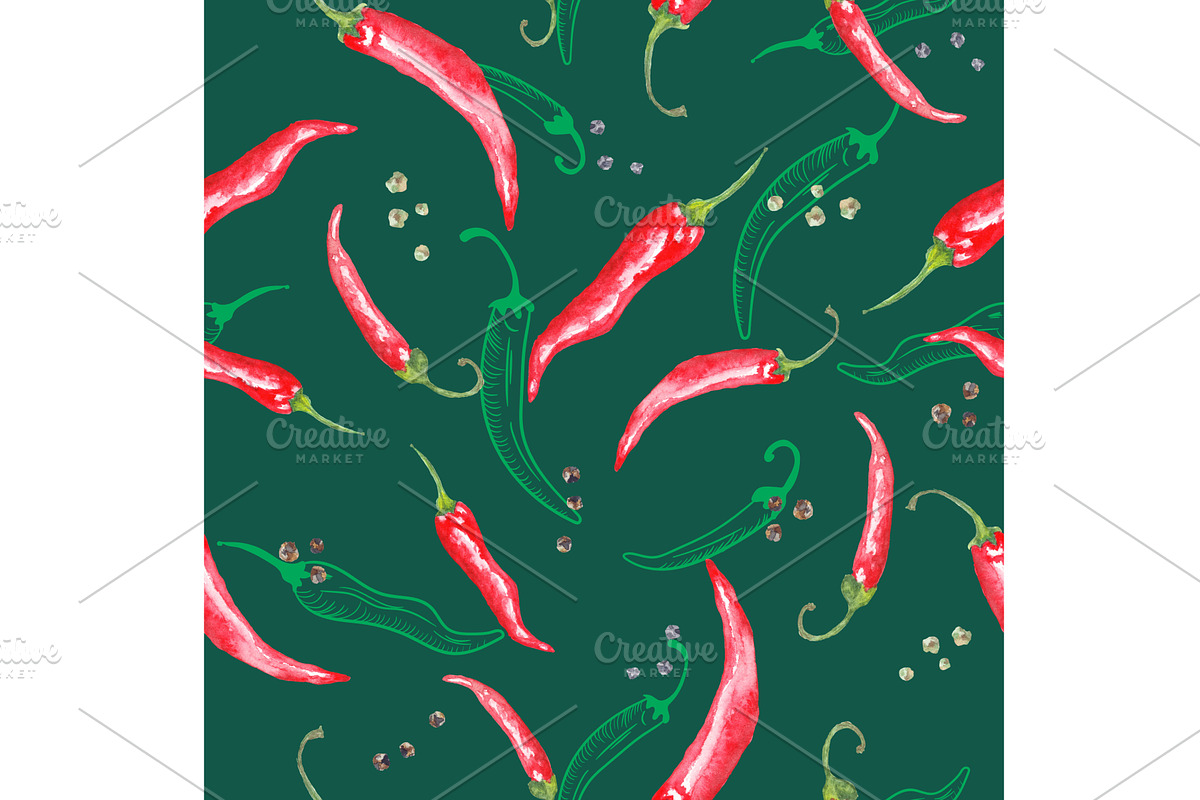Hot chilli pepper hand painted, a Food Illustration by kisikoida