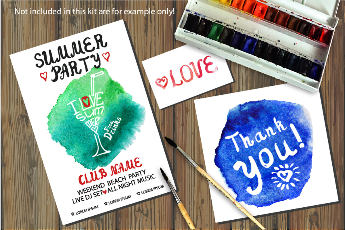 Ink Font, decor. Watercolor splash preview 5