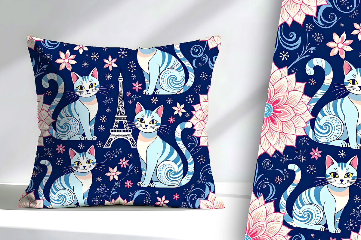 Parisian Cats Background, an Animal Illustration by Sharon Schwalbe (Photo 3 of 5)