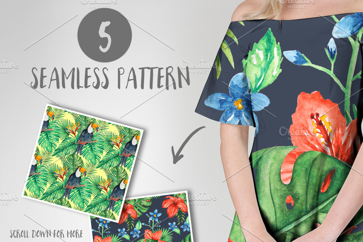 TROPICAL Watercolor clip art pack, an Illustration by andypray (Photo 5 of 9)
