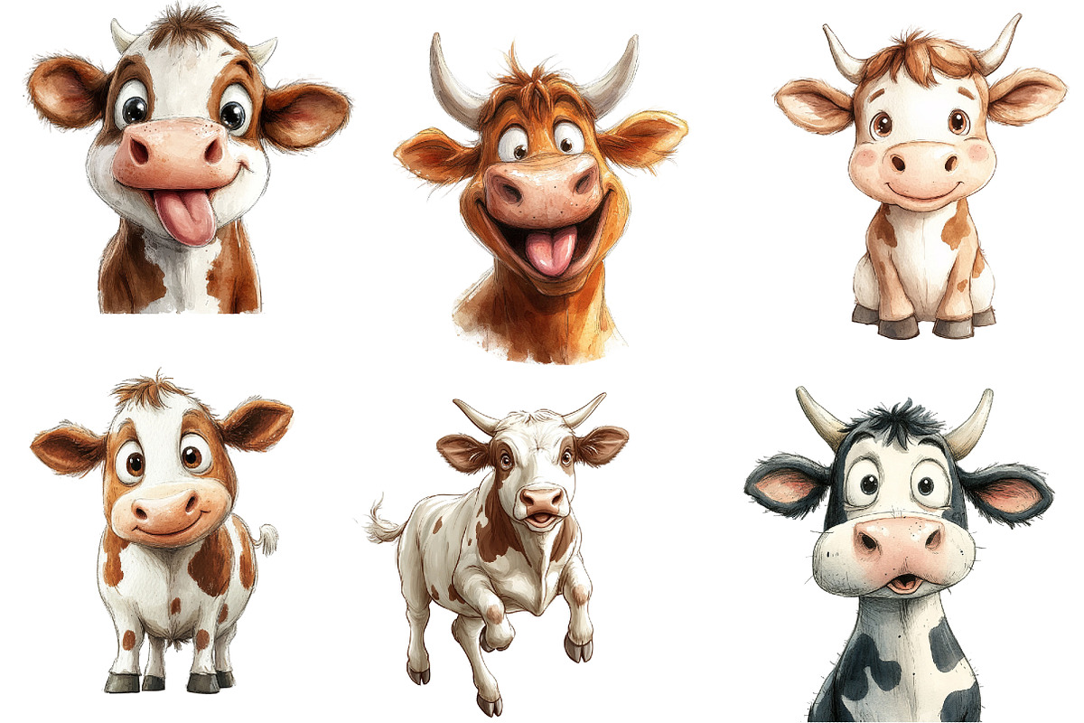 Funny Sketch Quirky Cows Clipart, an Illustration by Designworld (Photo 3 of 5)