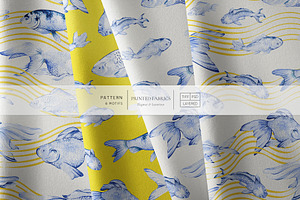 Nautical Fish Watercolour Patterns.