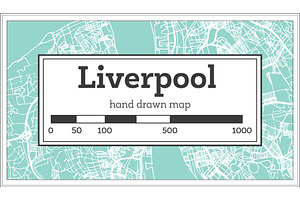 Liverpool England City Map in Retro, a Transportation Illustration by Booblgum