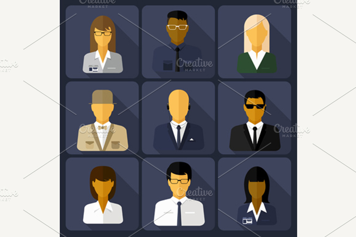 Set of Stylish Avatars Woman and Man