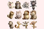 Funny Cat Clipart PNG Bundle, a Graphic by M9 Design (Thumbnail 5 of 9)